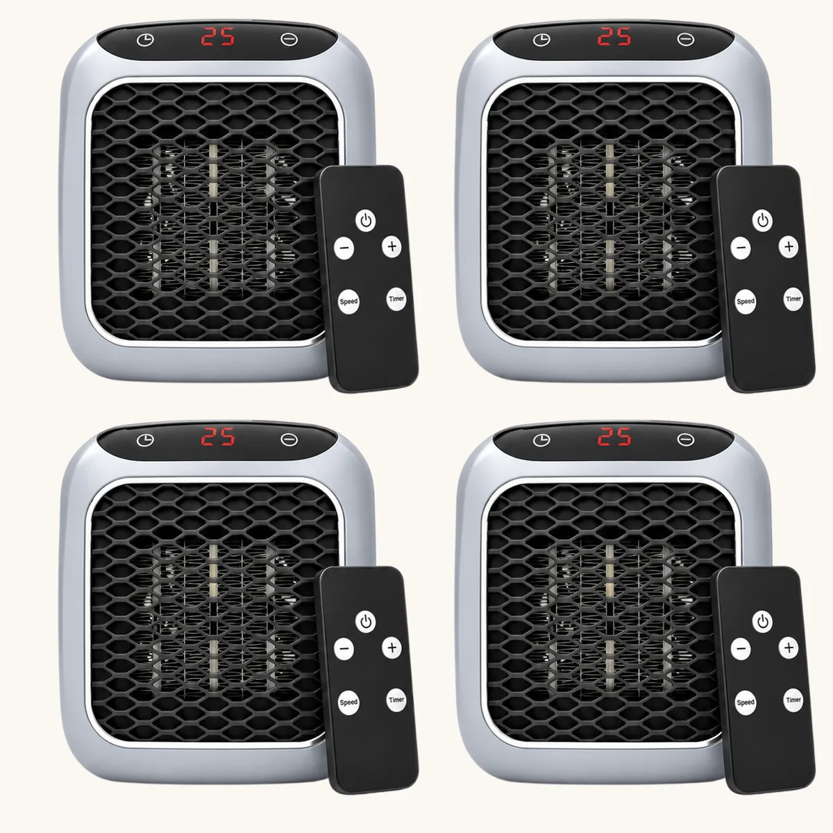 Four RapidHeat heaters arranged in a grid, each with a remote control